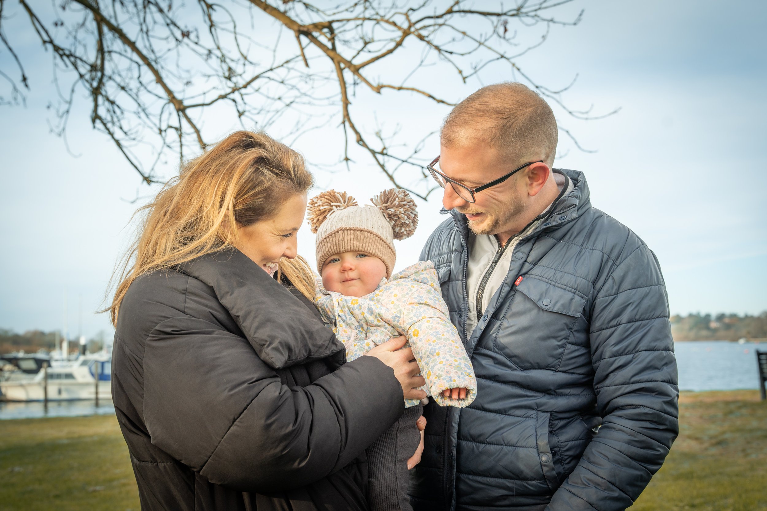 Family photographed in a natural setting